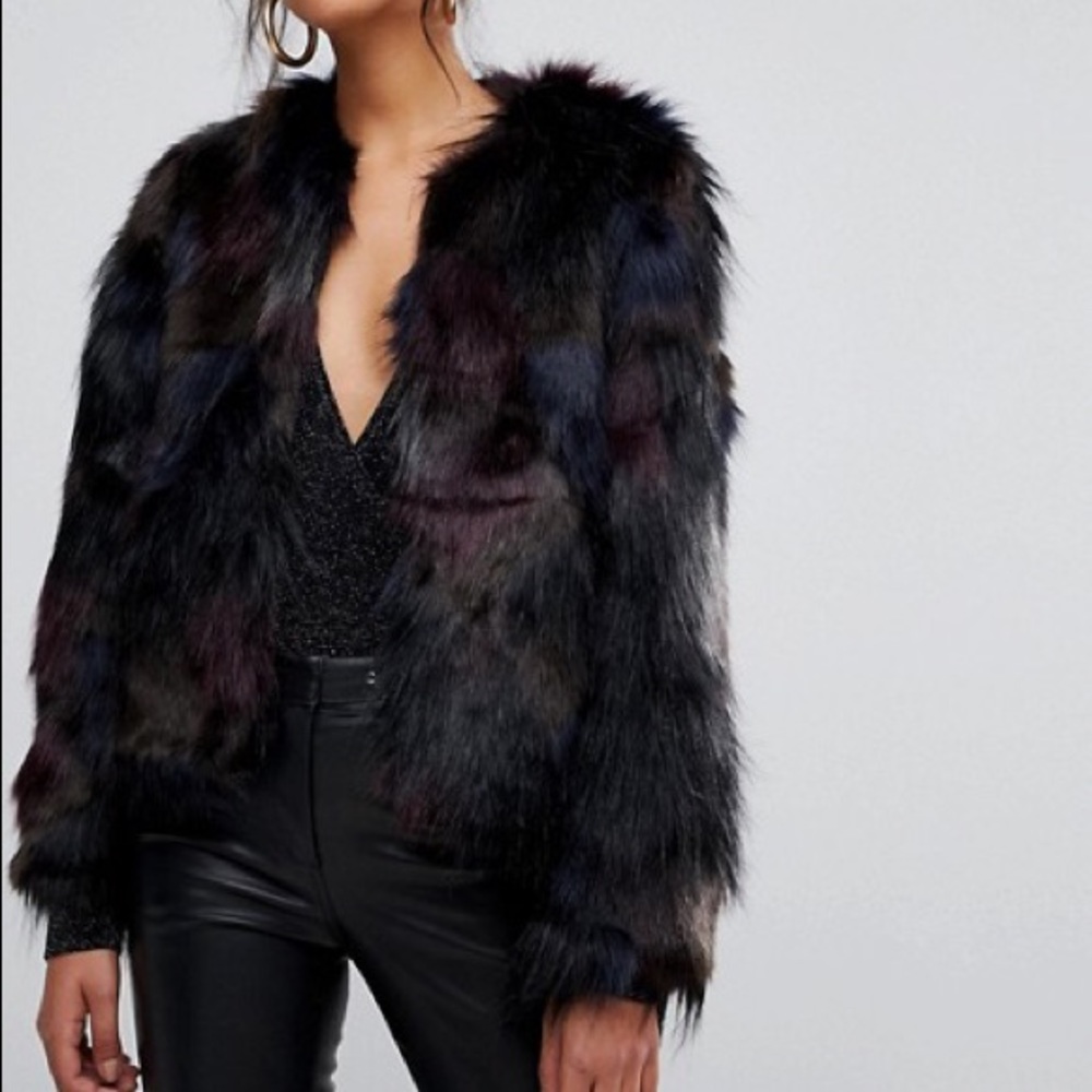 Morgan Cropped Faux Fur Jacket - Medium 36